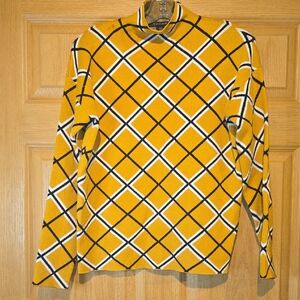 Tahari Mustard Argyle Turtleneck Sweater